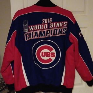 Cubs 2016 World Series Champions Bomber Jacket - Red and Blue